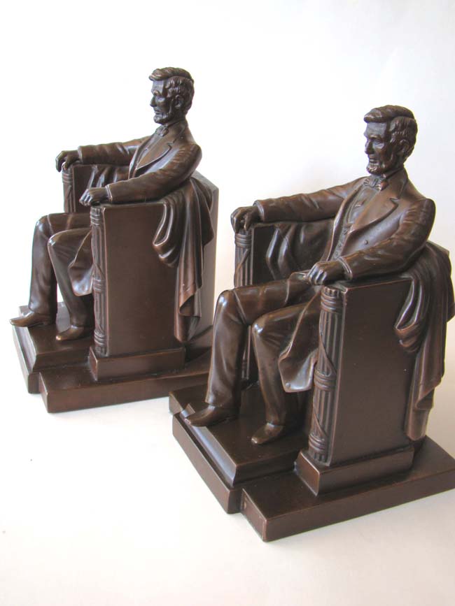 The finest pair of Antique 'Lincoln in the chair' Bookends by Jennings Brothers circa 1922 — image 2